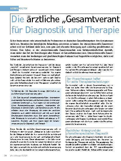 Vorschauseite 1: Die ärztliche „Gesamtverantwortung“ für Diagnostik und Therapie schon heute ein Mythos?