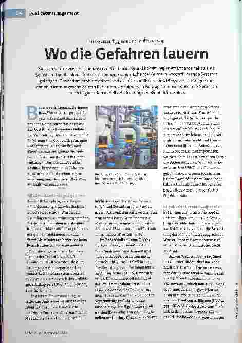 Vorschauseite 1: Trinkwasserhygiene und -aufbereitung Wo die Gefahren lauern