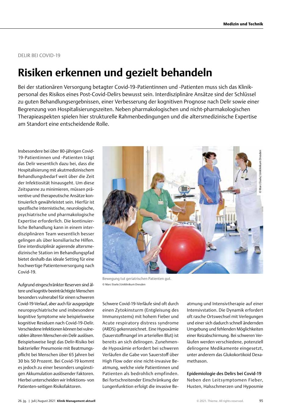 Vorschauseite 1: Delirium bei Covid-19: Risiken erkennen und gezielt behandeln