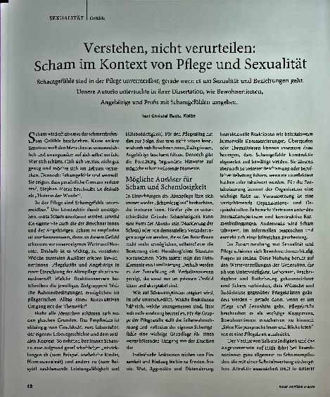 Vorschauseite 1: Verstehen, nicht verurteilen: Scham im Kontext von Pflege und Sexualität