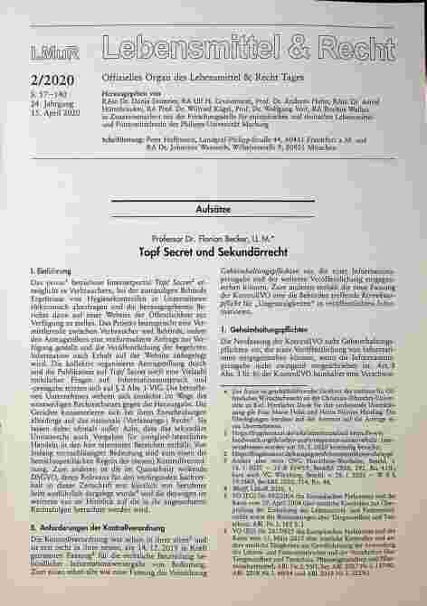 Vorschauseite 1: Top Secret und Sekundärrecht
