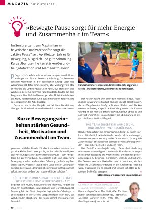Vorschauseite 1: »Bewegte Pause sorgt für mehr Energie und Zusammenhalt im Team«