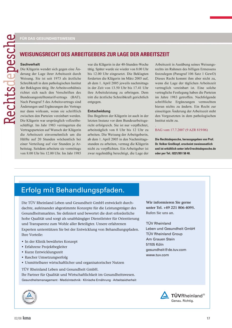 Vorschauseite 1: Weisungsrecht des Arbeitgebers zur Lage der Arbeitszeit