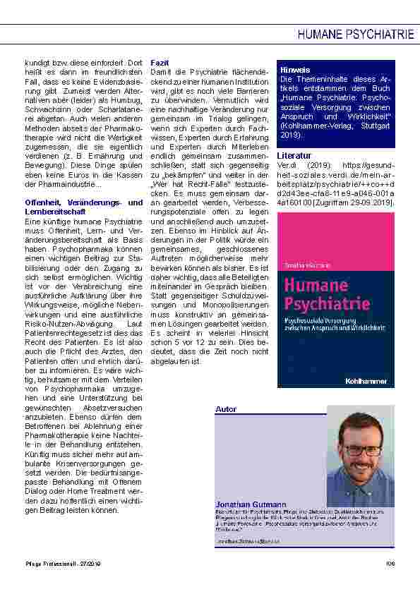 Vorschauseite 5: Curatio humana – Quo vadis? Streitschrift für eine humane Psychiatrie