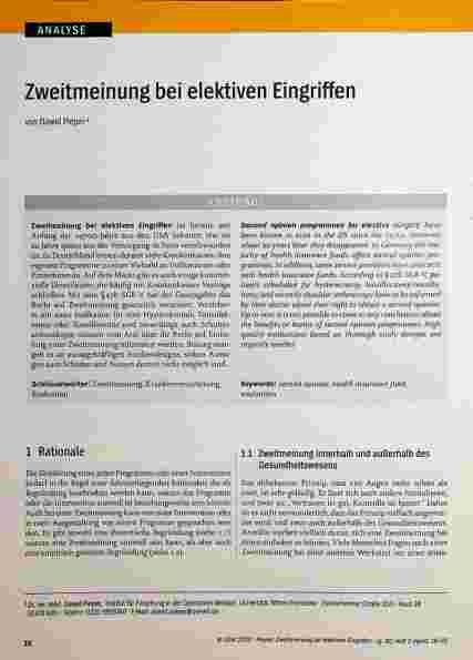 Vorschauseite 1: Zweitmeinung bei elektiven Eingriffen