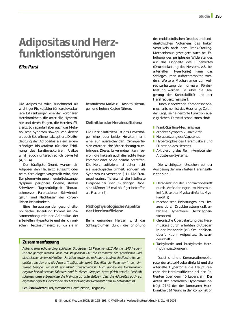 Vorschauseite 1: Adipositas und Herzfunktionsstörungen