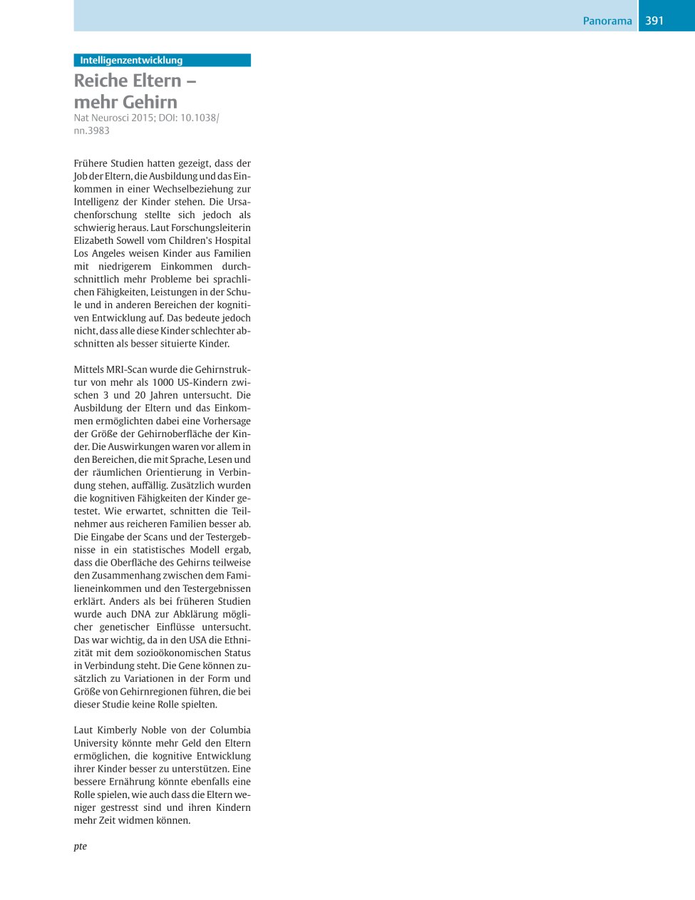 Vorschauseite 1: Reiche Eltern – mehr Gehirn