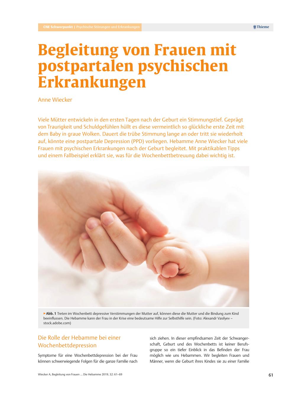 Vorschauseite 1: Begleitung von Frauen mit postpartalen psychischen Erkrankungen