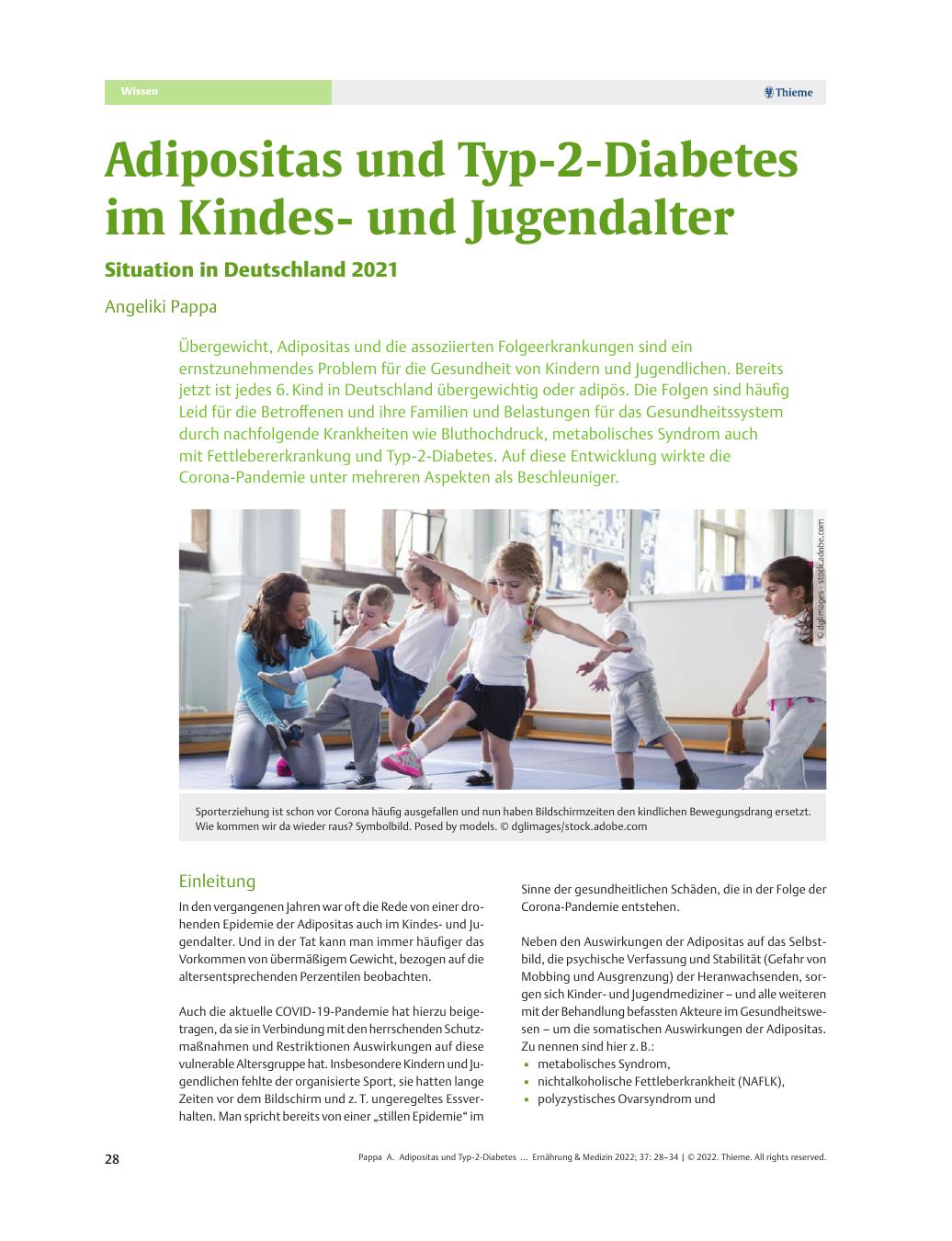 Vorschauseite 1: Adipositas und Typ-2-Diabetes im Kindesund Jugendalter