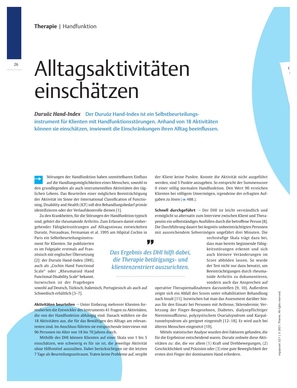 Vorschauseite 1: Alltagsaktivitäten einschätzen - Duruöz Hand-Index