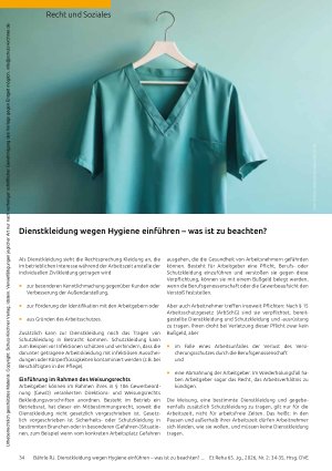 Vorschauseite 1: Dienstkleidung wegen Hygiene einführen – was ist zu beachten?