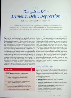 Vorschauseite 1: Die „drei D“ - Demenz, Delir, Depression Bedeutung des Konzepts für die Palliative Care