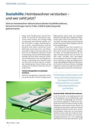 Vorschauseite 1: Sozialhilfe: Heimbewohner verstorben – und wer zahlt jetzt?