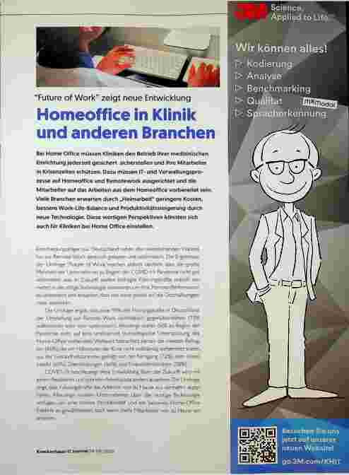 Vorschauseite 1: "Future of Work" zeigt neue Entwicklungen im Homeoffice in Klinik und anderen Branchen.