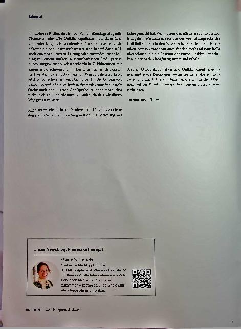 Vorschauseite 2: Sind Uniklinikapotheken und Uniklinikapothekerinnen eigentlich etwas Besonderes?