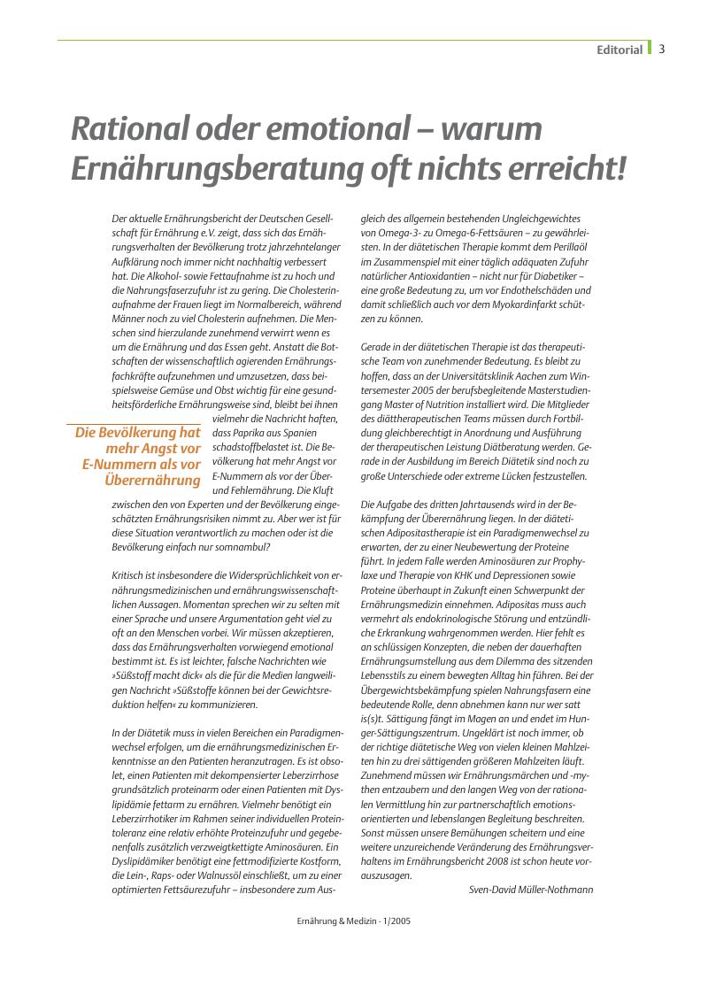 Vorschauseite 1: Rational oder emotional - warum Ernährungsberatung oft nichts erreicht