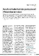 Vorschauseite 1: Berufszufriedenheit der professionell Pflegenden im Fokus