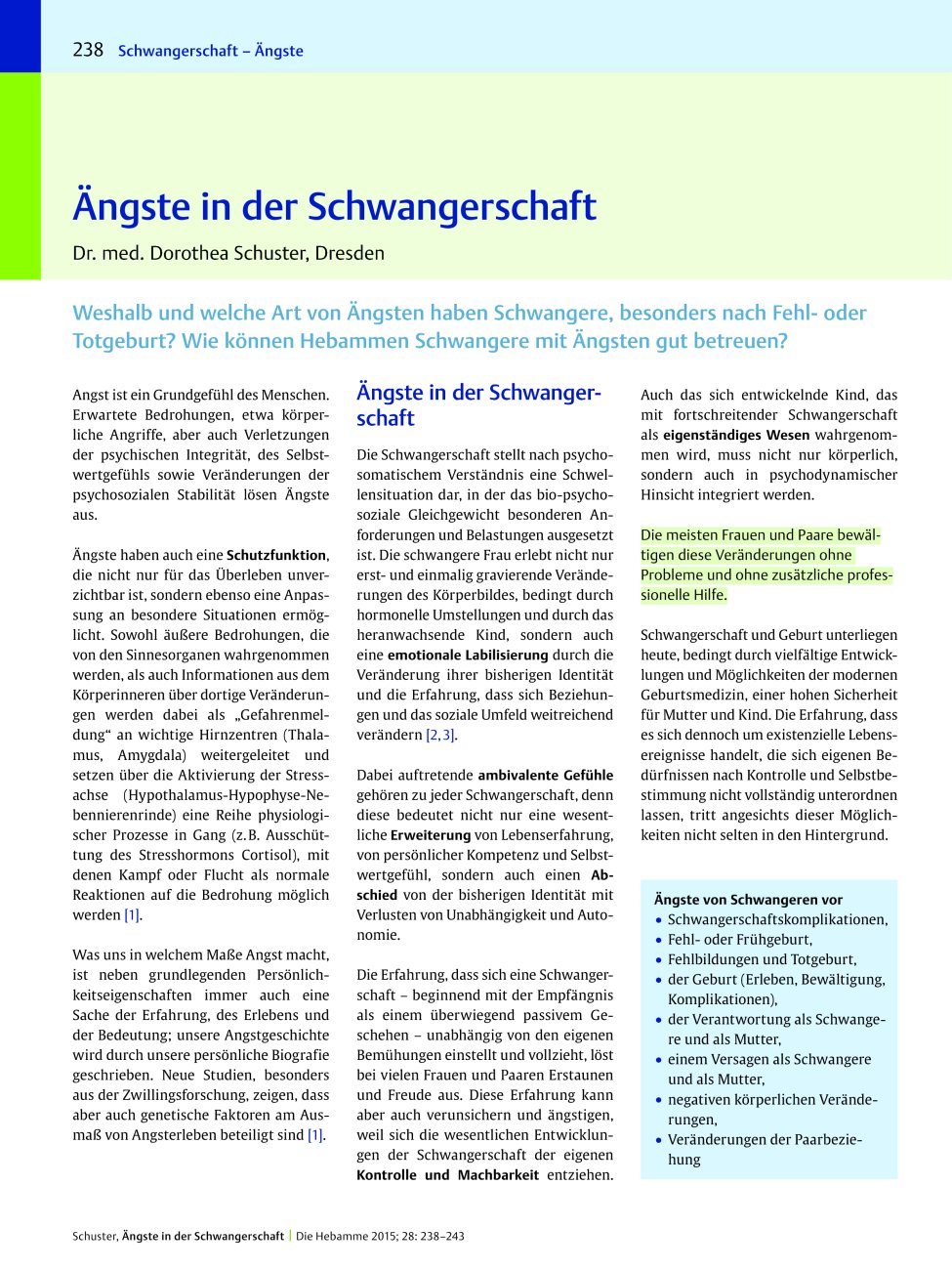 Vorschauseite 1: Ängste in der Schwangerschaft