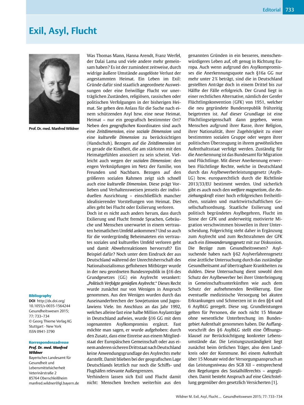 Vorschauseite 1: Exil, Asyl, Flucht