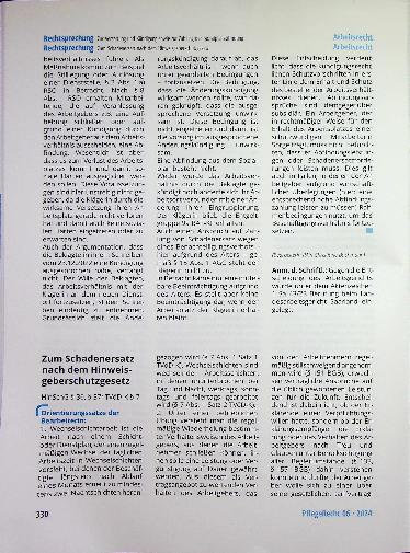 Vorschauseite 1: Zum Schadenersatz nach dem Hinweisgeberschutzgesetz