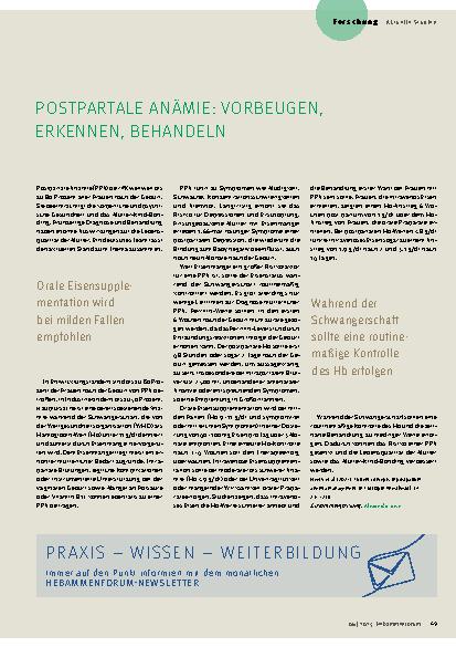 Vorschauseite 1: Postpartale Anämie: Vorbeugen, Erkennen, Behandeln