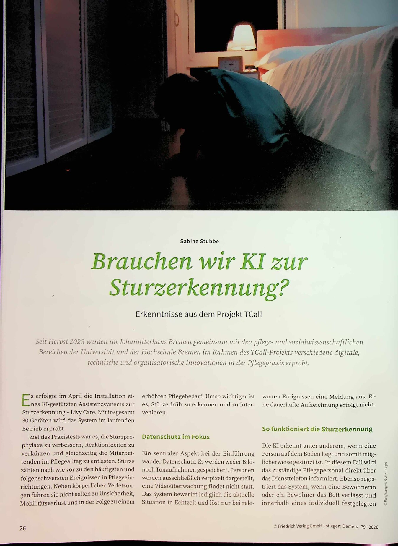 Vorschauseite 1: Brauchen wir KI zur Sturzerkennung? Erkenntnisse aus dem Projekt TCall