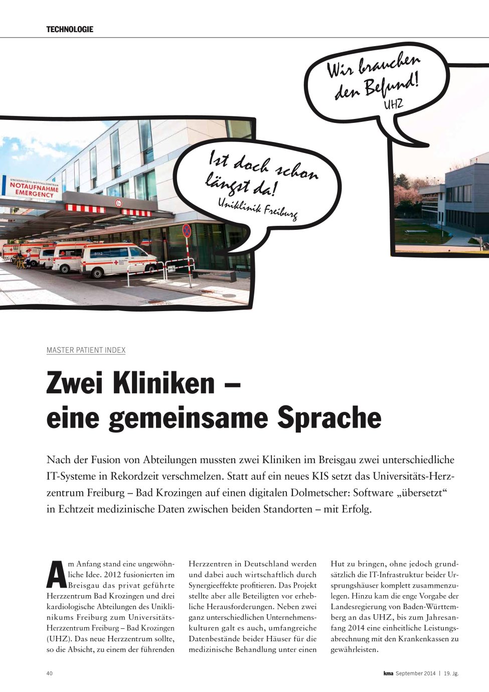Vorschauseite 1: Zwei Kliniken ? eine gemeinsame Sprache