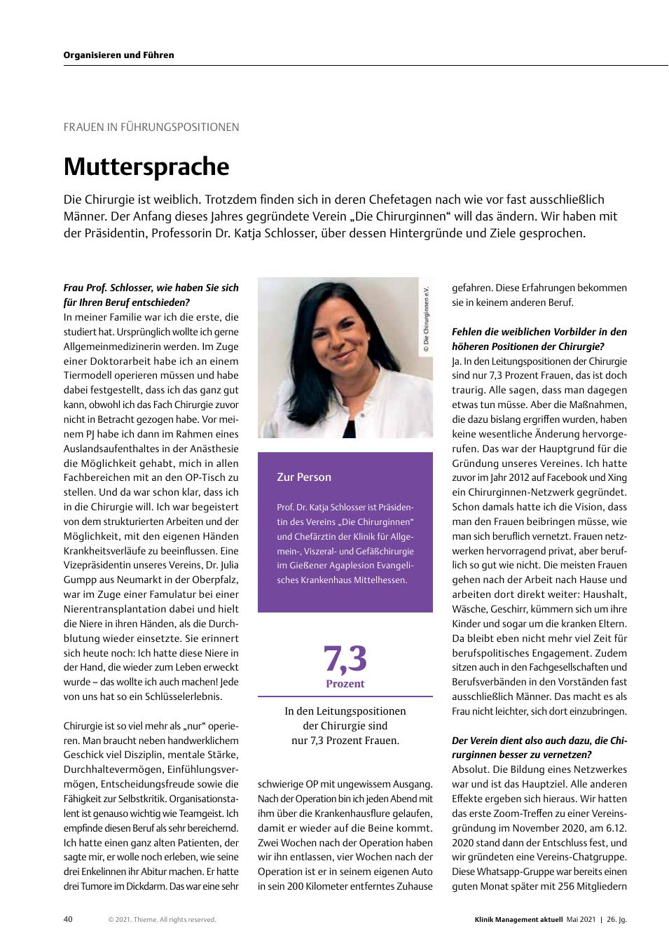 Vorschauseite 1: Frauen in Führungspositionen: Muttersprache