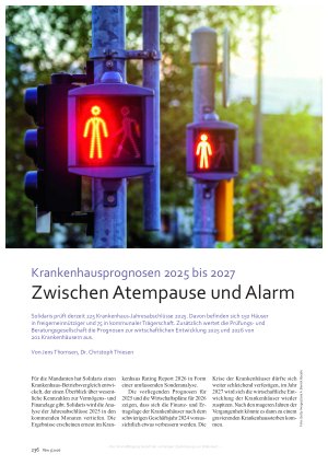 Vorschauseite 1: Krankenhausprognosen 2025 bis 2027 Zwischen Atempause und Alarm