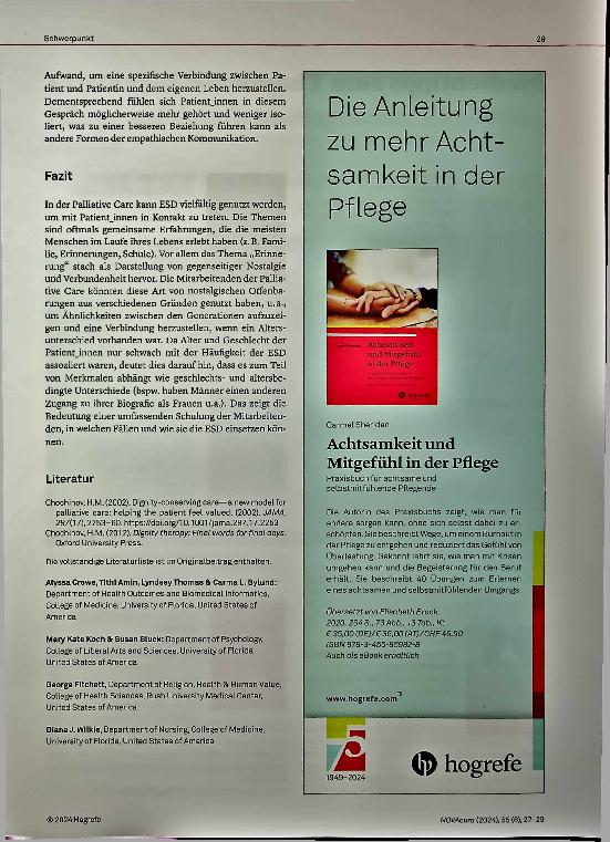 Vorschauseite 3: Empathische Selbstoffenbarung (ESD) in der Würdezentrierten Therapie