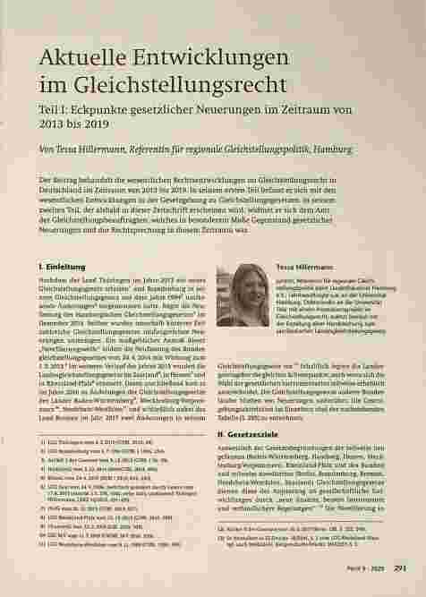 Vorschauseite 1: Aktuelle Entwicklungen im Gleichstellungsrecht Teil I: Eckpunkte gesetzlicher Neuerungen im Zeitraum von 2013 bis 2019