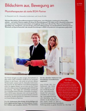 Vorschauseite 1: Bildschirm aus, Bewegung an Physiotherapeuten als starke BGM-Partner