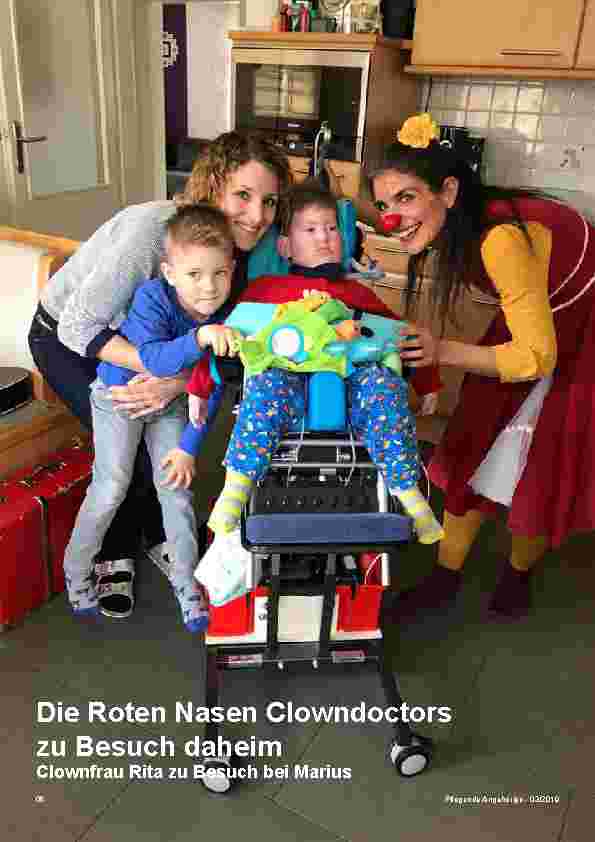 Vorschauseite 1: Die Roten Nasen Clowndoctors zu Besuch daheim. Clownfrau Rita zu Besuch bei Marius.