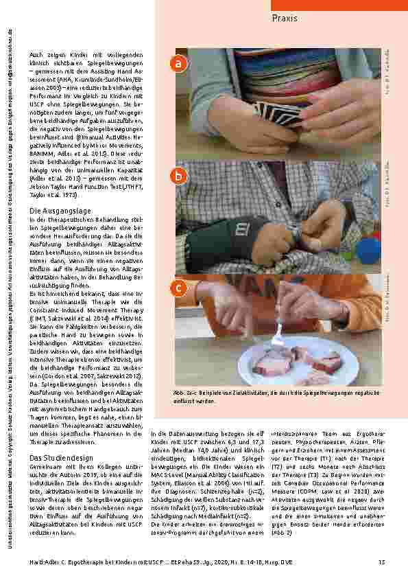 Vorschauseite 2: Mit Spiegelbewegungen umgehen lernen: Ergotherapie bei Kindern mit Unilateraler Spastischer Cerebralparese (USCP)