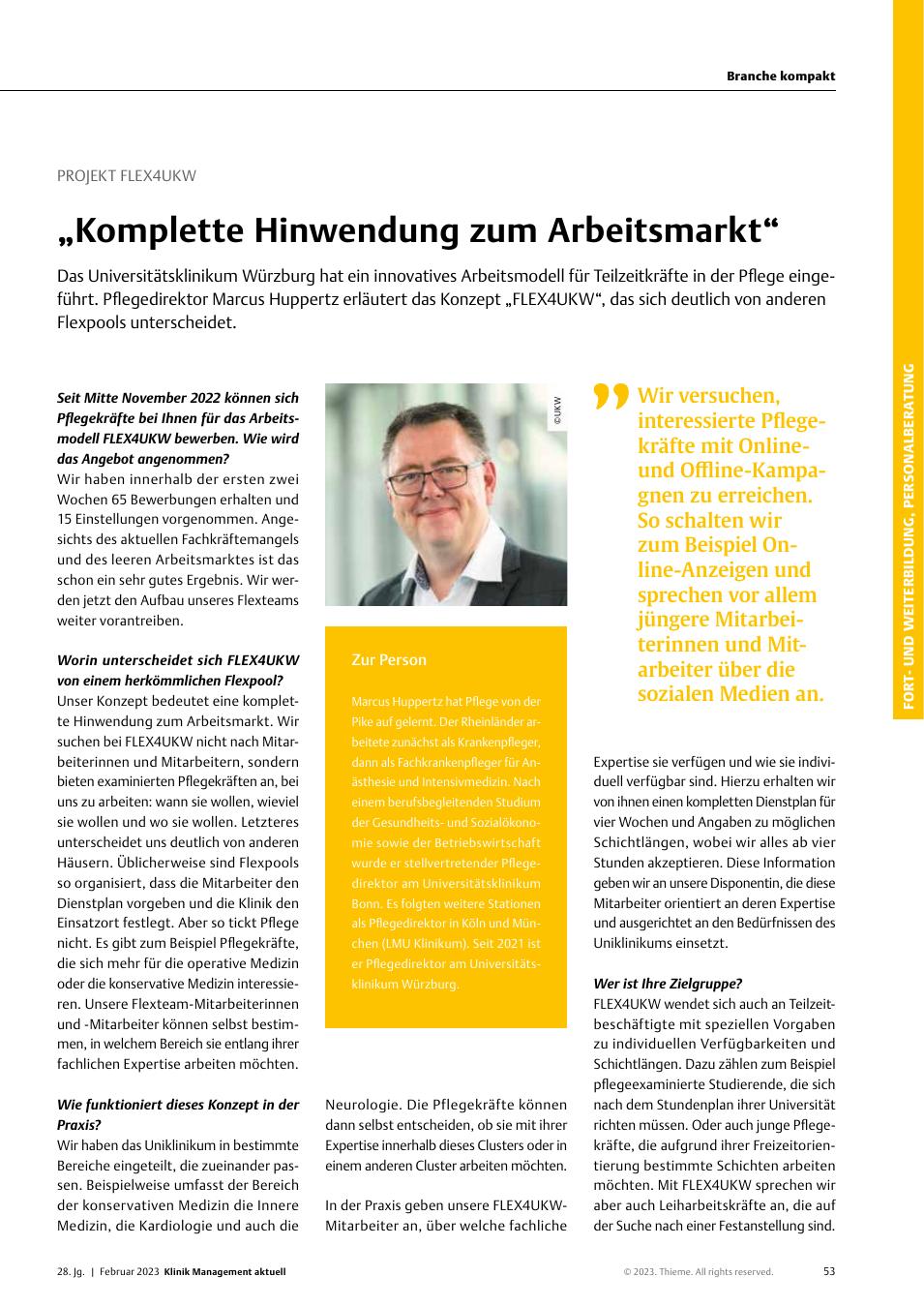 Vorschauseite 1: Projekt FLEX4UKW: „Komplette Hinwendung zum Arbeitsmarkt“
