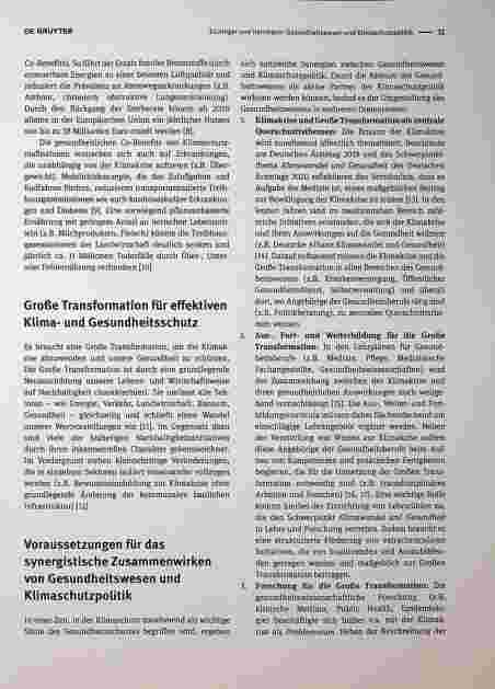Vorschauseite 2: Gesundheitswesen und Klimaschutzpolitik: Synergien für eine gesunde und nachhaltige Gesellschaft