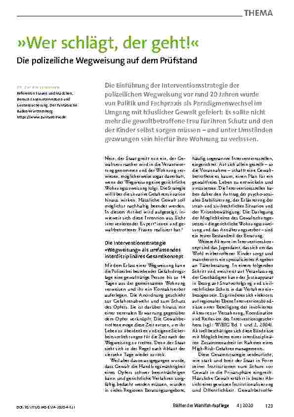 Vorschauseite 1: "»Wer schlägt, der geht!« Die polizeiliche Wegweisung auf dem Prüfstand"