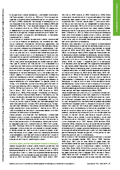 Vorschauseite 2: Ein dynamischer und kritischer Ansatz über Zugehörigkeit (Belonging) als eine Dimension von Betätigung