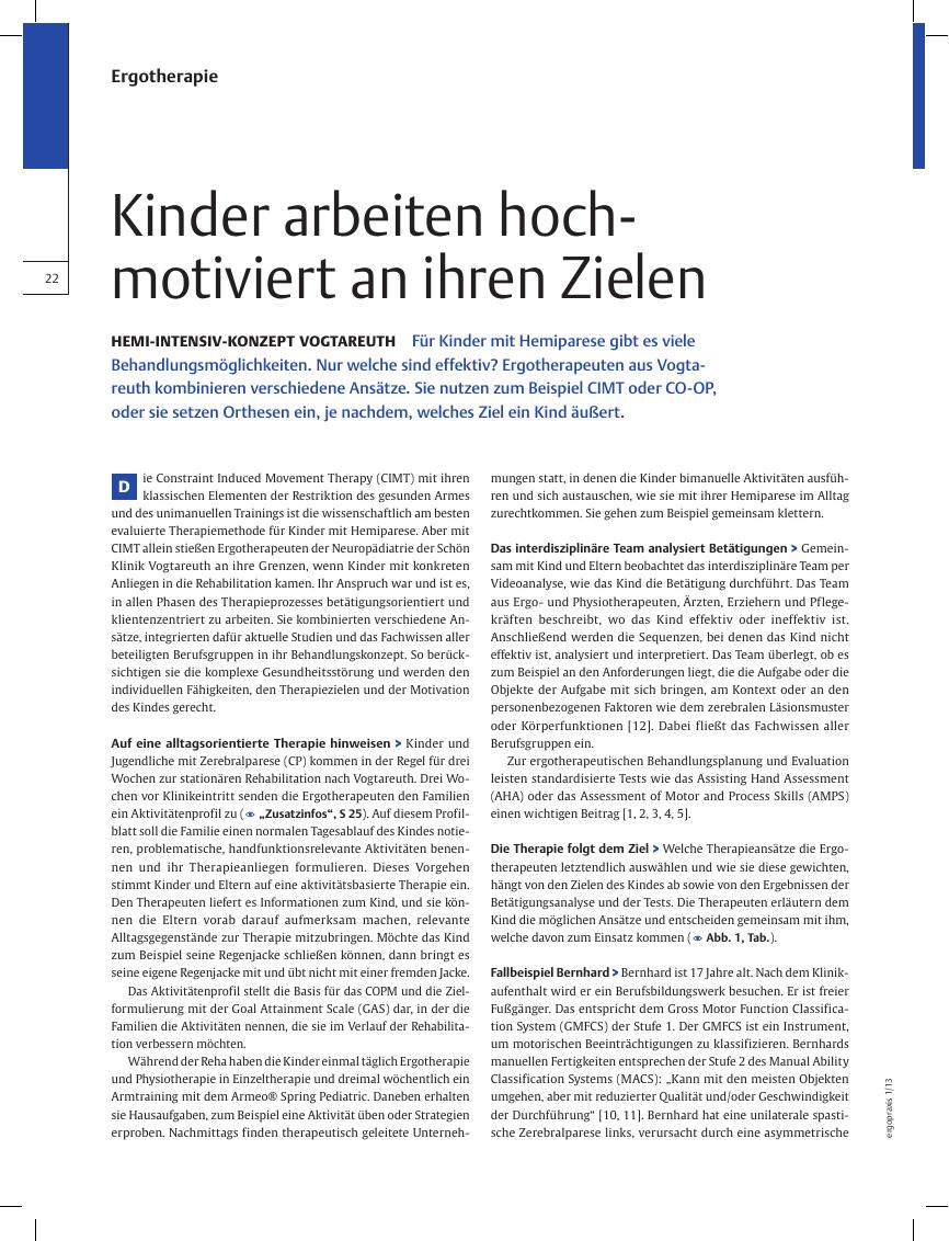 Vorschauseite 1: Hemi-Intensiv-Konzept Vogtareuth ? Kinder arbeiten hochmotiviert an ihren Zielen