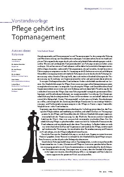 Vorschauseite 1: Pflege gehört ins Topmanagement