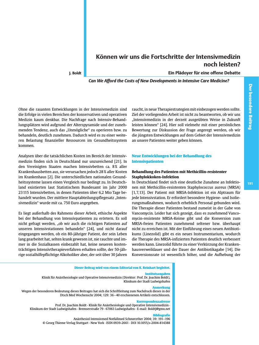 Vorschauseite 1: Können wir uns die Fortschritte der Intensivmedizin noch leisten?