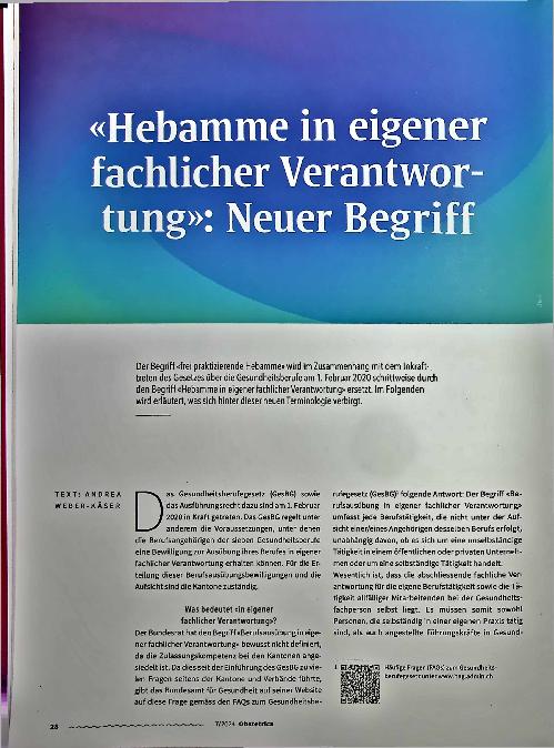 Vorschauseite 1: "Hebamme in eigener fachlicher Verantwortung": Neuer Begriff