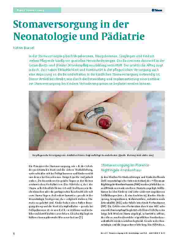 Vorschauseite 1: Stomaversorgung in der Neonatologie und Pädiatrie