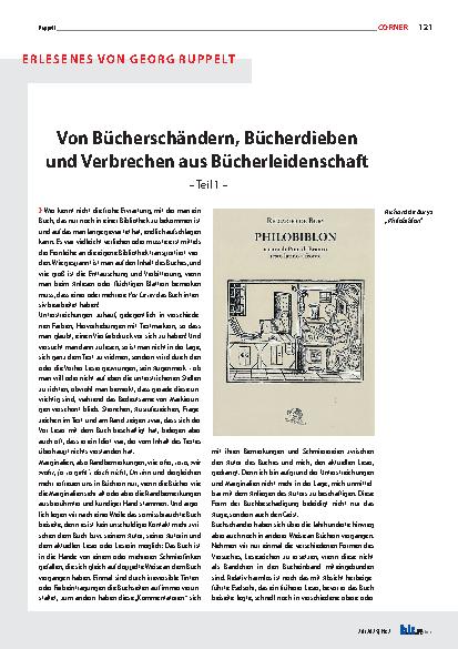 Vorschauseite 1: Von Bücherschändern, Bücherdieben und Verbrechen aus Bücherleidenschaft – Teil 1 –