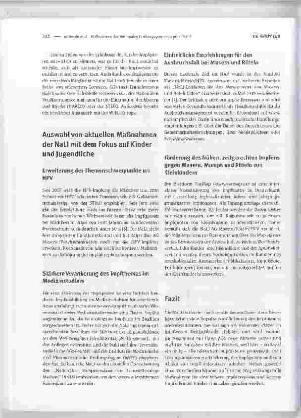 Vorschauseite 3: Maßnahmen der Nationalen Lenkungsgruppe Impfen (NaLI) zur Verbesserung der Impfquoten bei Kindern