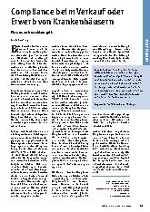 Vorschauseite 1: Compliance beim Verkauf oder Erwerb von Krankenhäusern