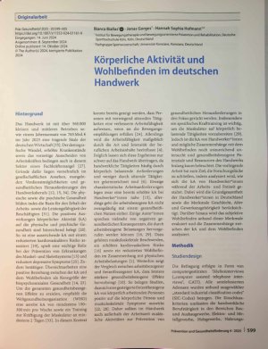 Vorschauseite 1: Körperliche Aktivität und Wohlbefinden im deutschen Handwerk