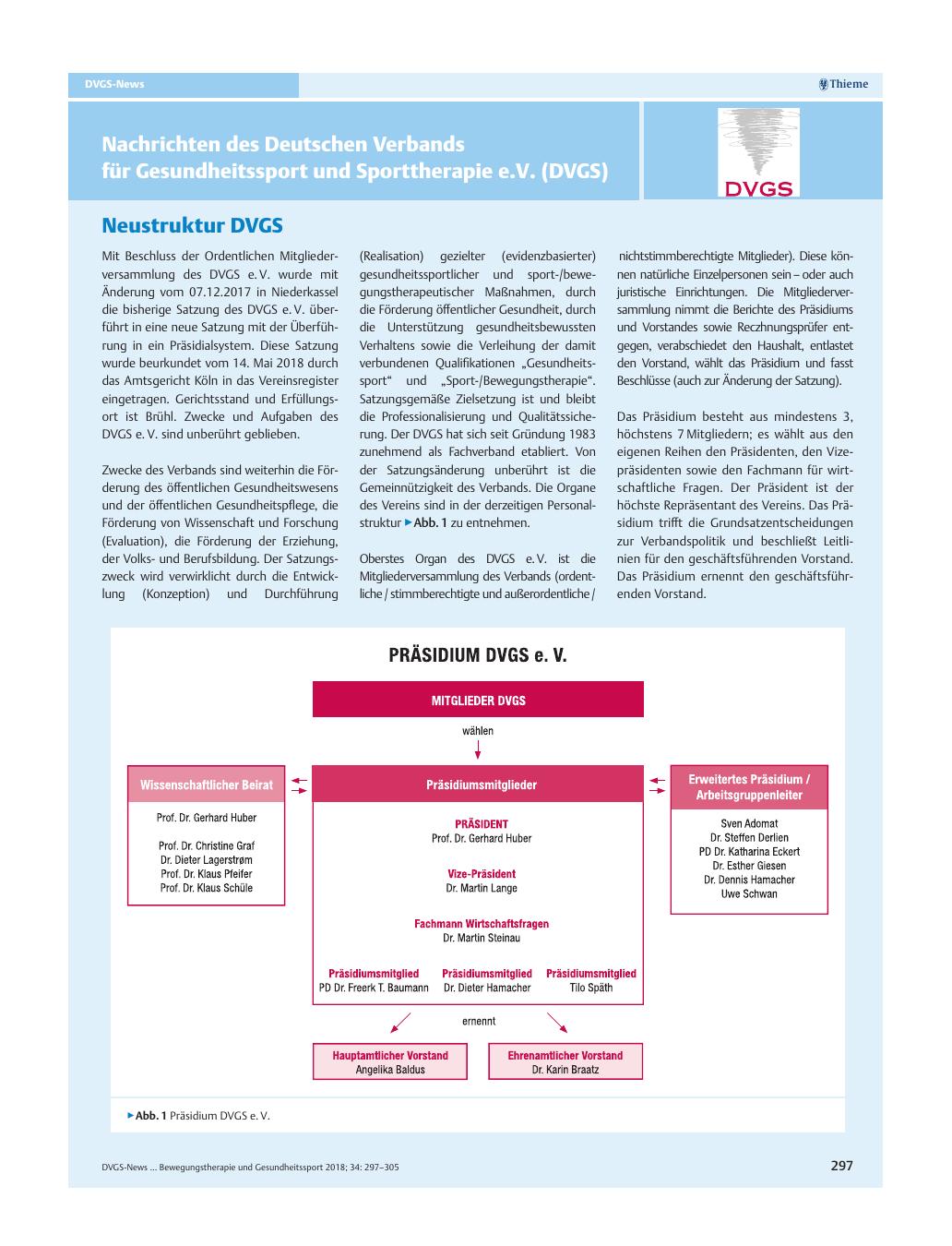 Vorschauseite 1: Nachrichten des Deutschen Verbands für Gesundheitssport und Sporttherapie e.V. (DVGS)