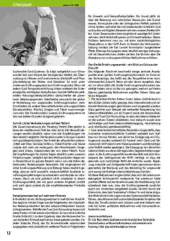 Vorschauseite 2: Planetary Health Diet – Appell für eine große Ernährungstransformation