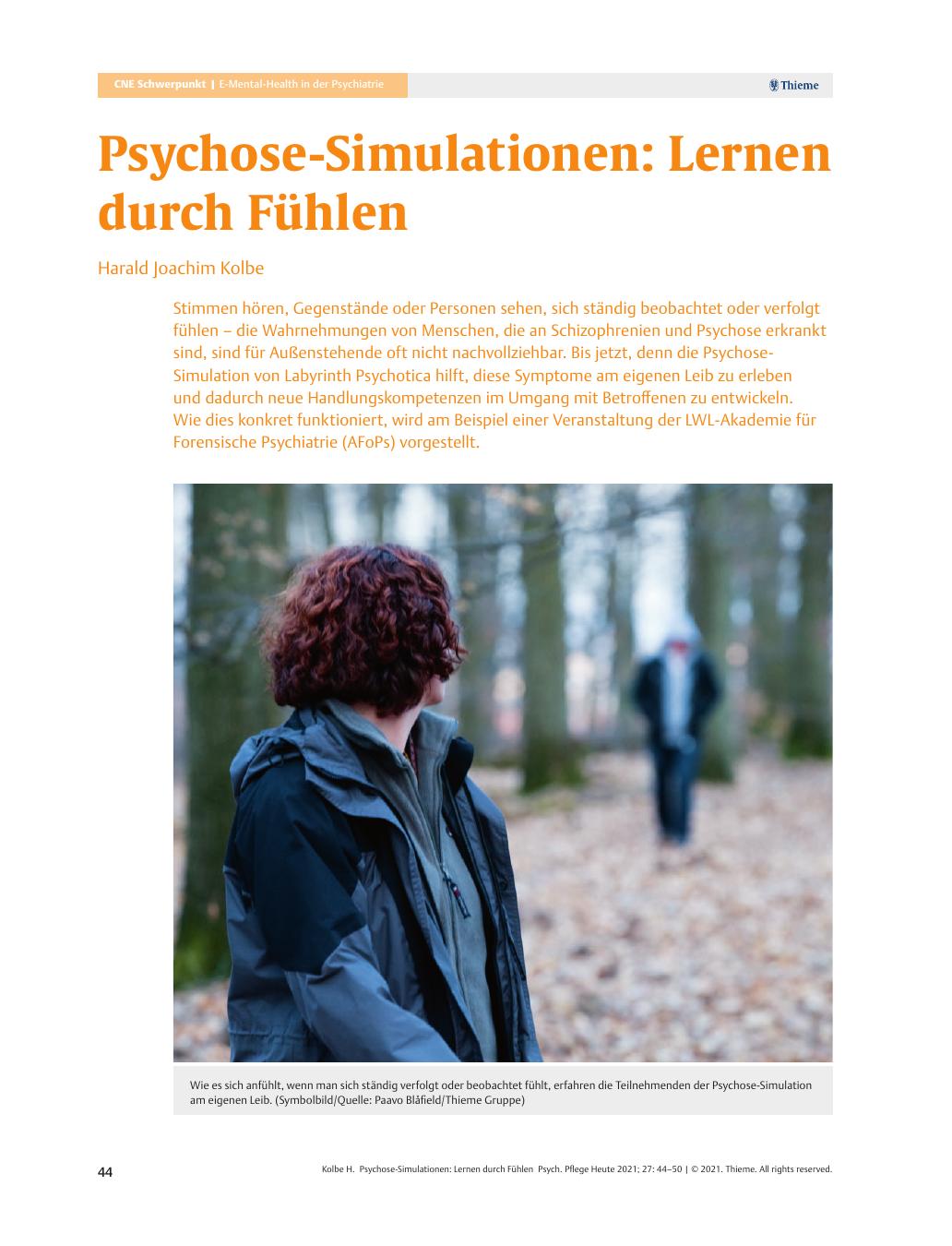 Vorschauseite 1: Psychose-Simulationen: Lernen durch Fühlen
